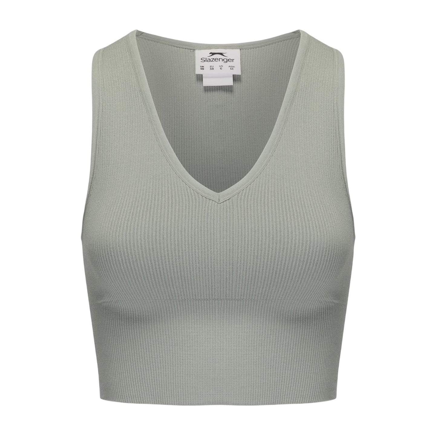 Green-Sugar Swizzle - Side - Slazenger Womens-Ladies V Neck Slim Crop Top (Pack of 2)
