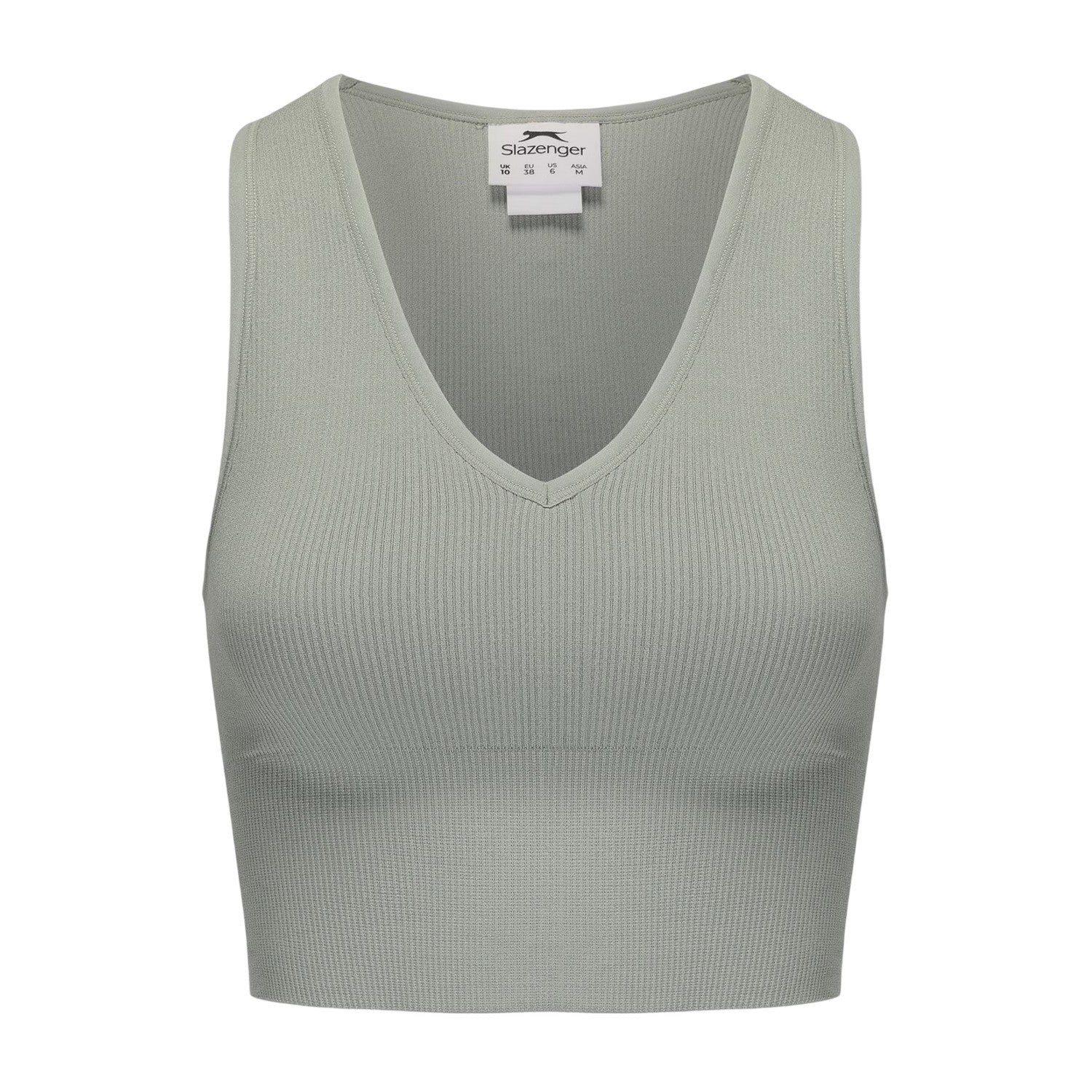 Green-Sugar Swizzle - Side - Slazenger Womens-Ladies V Neck Slim Crop Top (Pack of 2)