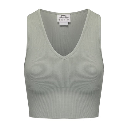 Green-Sugar Swizzle - Side - Slazenger Womens-Ladies V Neck Slim Crop Top (Pack of 2)