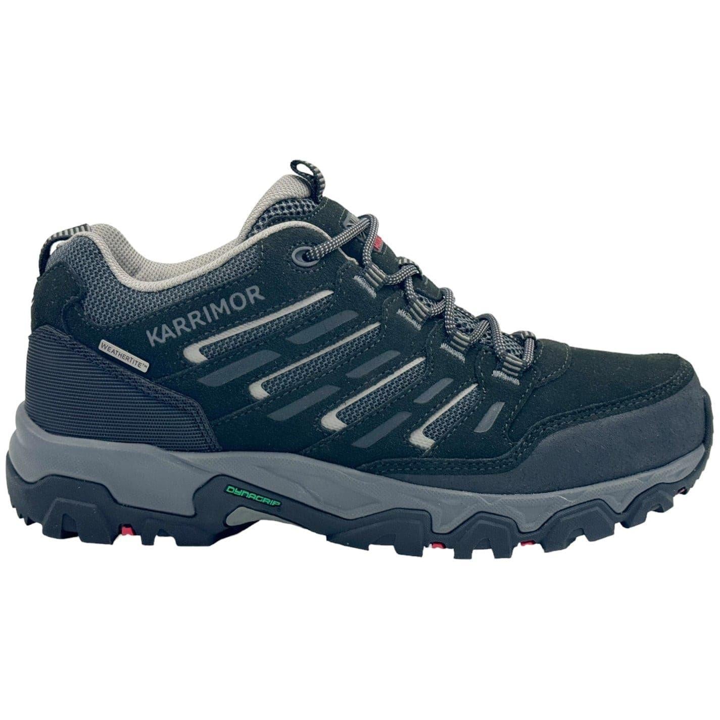 Black-Grey - Front - Karrimor Mens Mount Suede Low Waterproof Walking Shoes