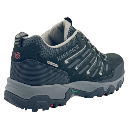 Black-Grey - Side - Karrimor Mens Mount Suede Low Waterproof Walking Shoes