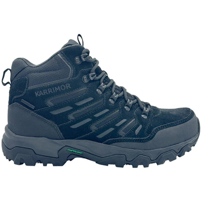 Black - Front - Karrimor Mens Mount Mid Leather Waterproof Walking Boots