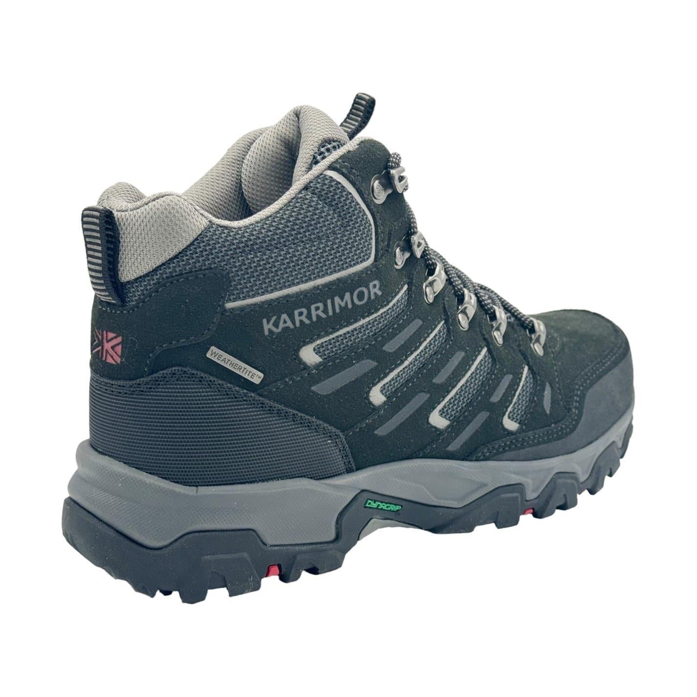 Black-Grey - Pack Shot - Karrimor Mens Mount Mid Leather Waterproof Walking Boots