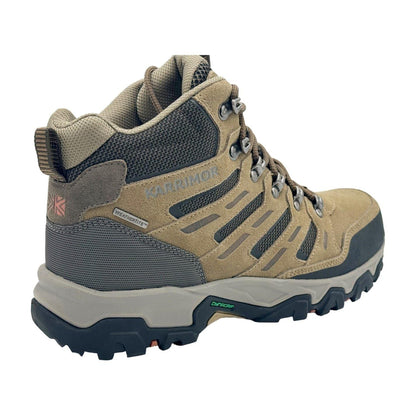 Taupe - Side - Karrimor Mens Mount Mid Leather Waterproof Walking Boots