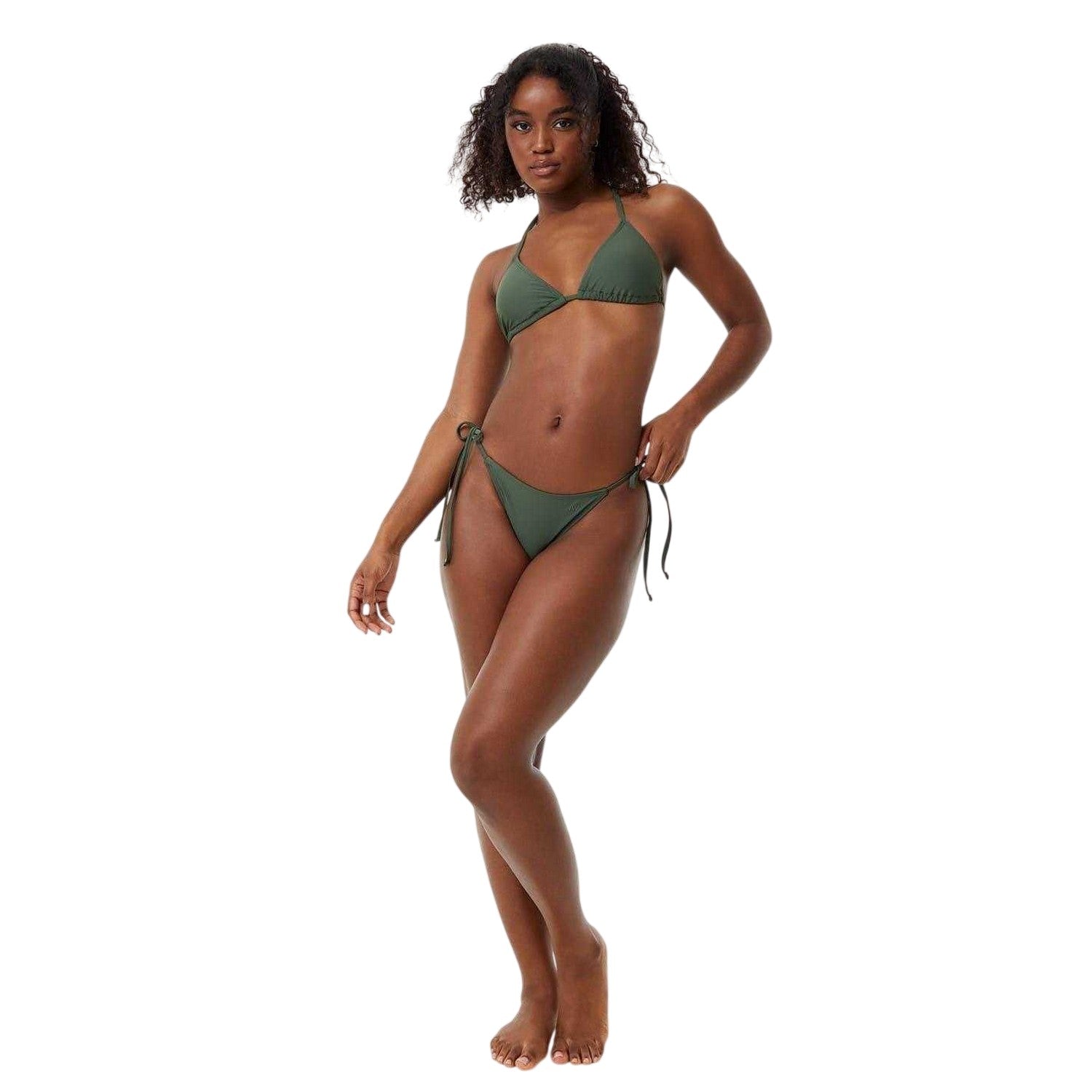 Khaki Green - Lifestyle - Jack Wills Womens-Ladies Triangle Side Tie Bikini Bottoms