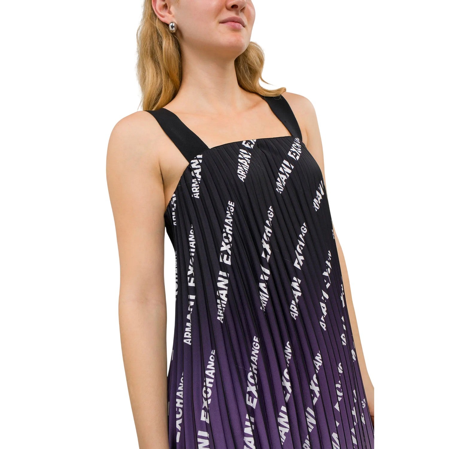 Multicoloured - Side - Armani Exchange Womens-Ladies Ombre Plisse Mini Dress