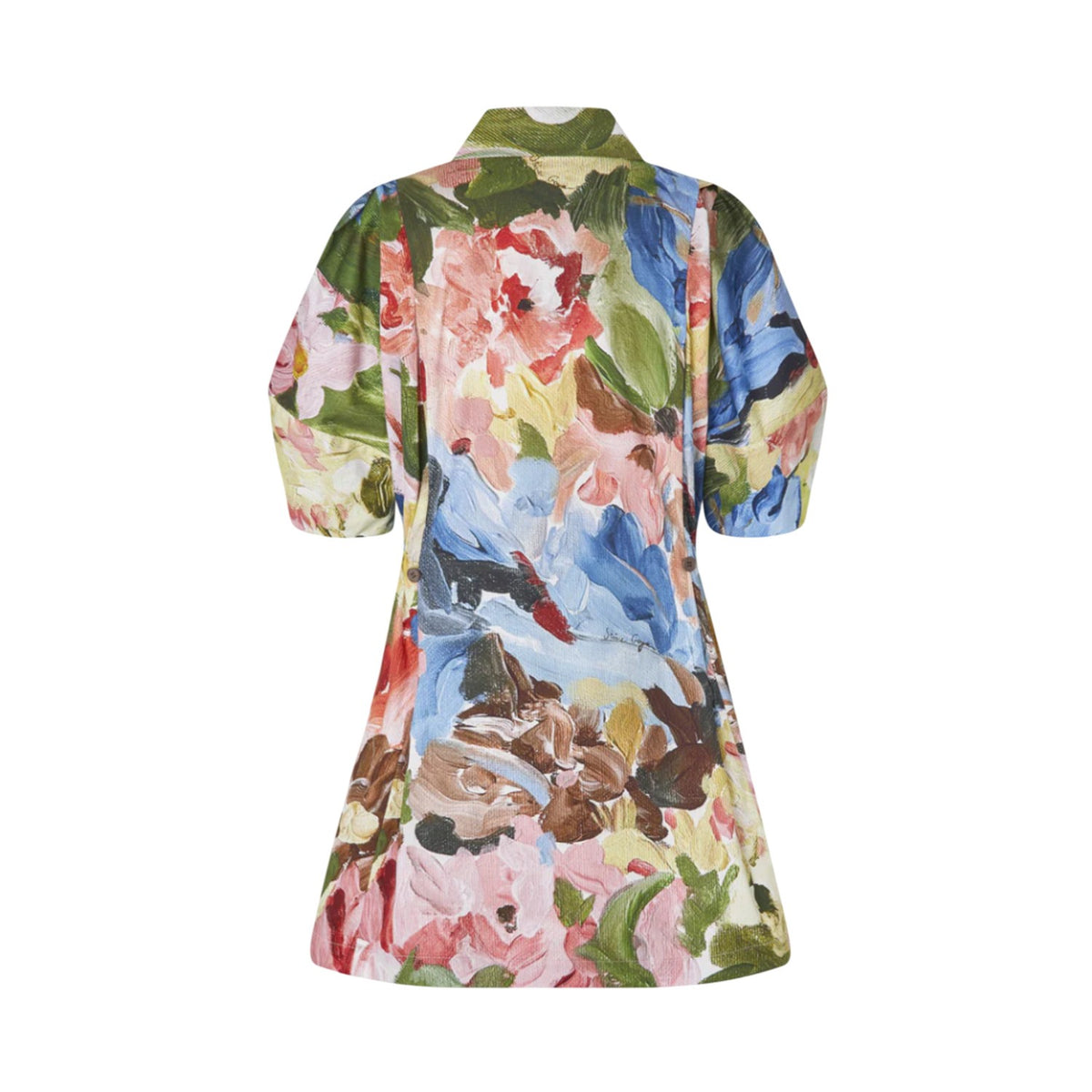 Multicoloured - Back - Stine Goya Womens-Ladies Organic Cotton Puff Sleeve Mini Dress