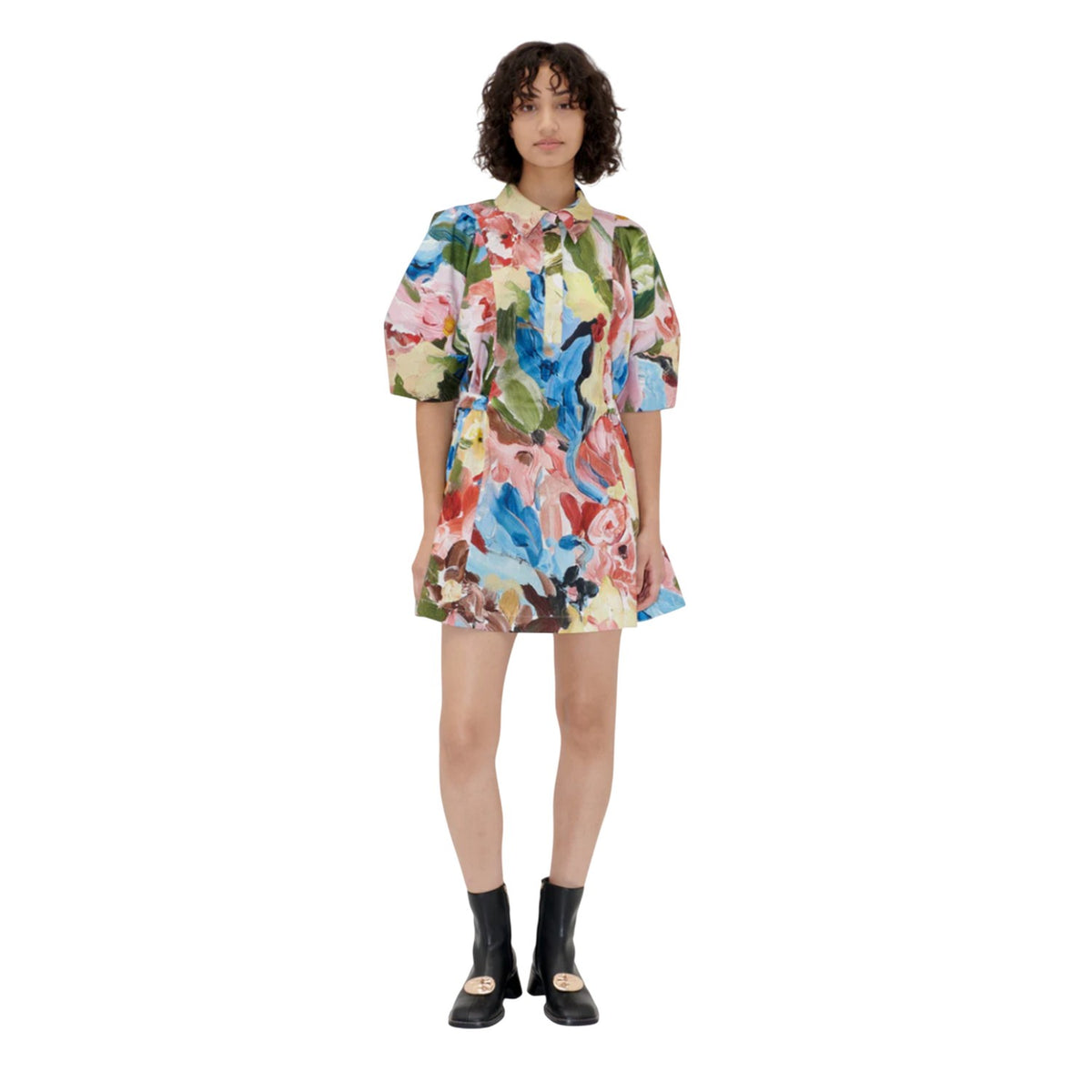 Multicoloured - Lifestyle - Stine Goya Womens-Ladies Organic Cotton Puff Sleeve Mini Dress