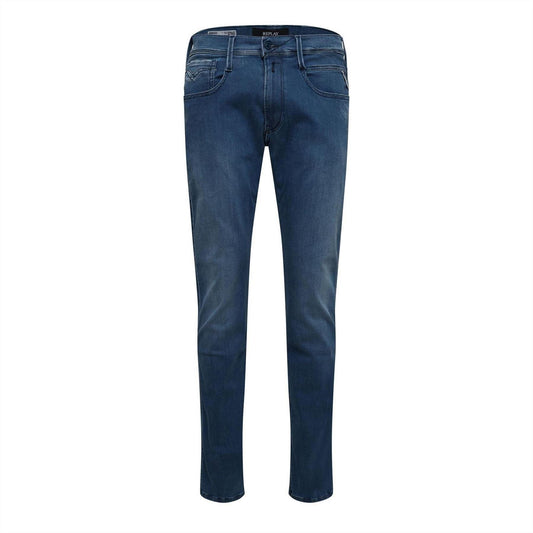 Blue - Front - Replay Mens Anbass Cotton Blend Slim Jeans