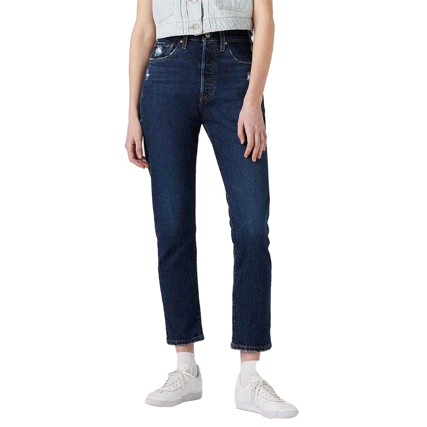 Dark Blue - Side - Levis Womens-Ladies Cotton Denim Skinny Jeans