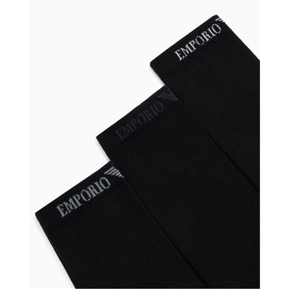Black - Side - Emporio Armani Mens Cotton Blend Crew Socks (Pack of 3)