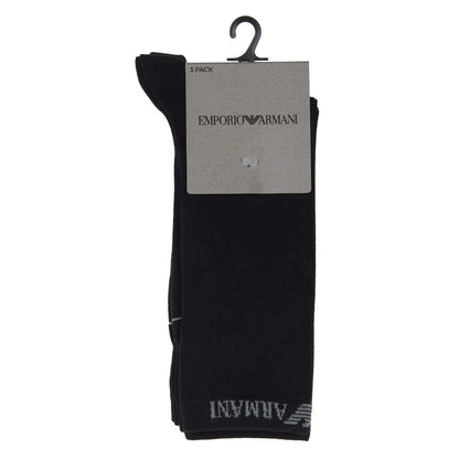 Black - Lifestyle - Emporio Armani Mens Cotton Blend Crew Socks (Pack of 3)