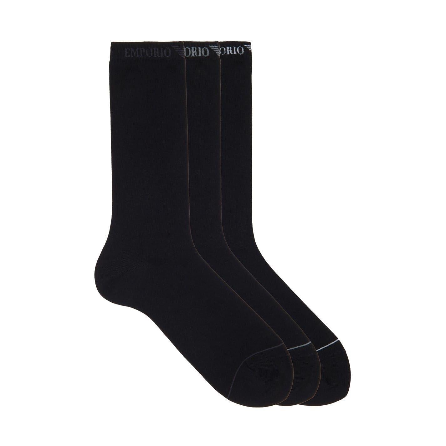 Black - Front - Emporio Armani Mens Cotton Blend Crew Socks (Pack of 3)