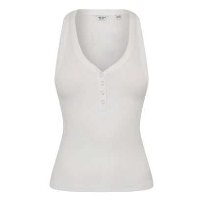 Vintage White - Front - Jack Wills Womens-Ladies Ribbed Henley Slim Vest Top