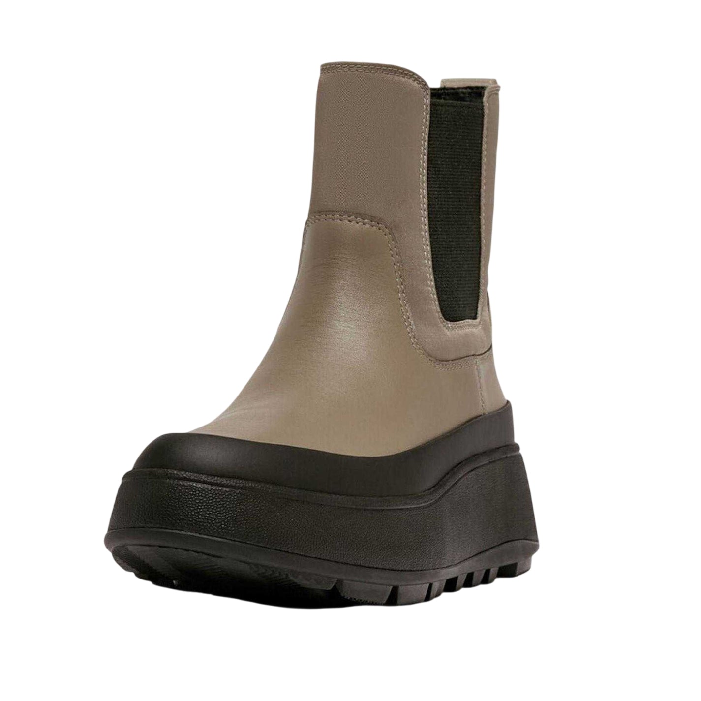 Grey - Pack Shot - FitFlop Womens-Ladies Water Resistant Flatform Chelsea Boots