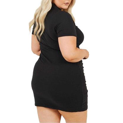 Black - Back - Brave Soul Womens-Ladies Ruched Plus Mini Shirt Dress
