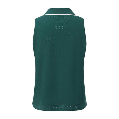 Green - Back - Slazenger Womens-Ladies Sleeveless Polo Shirt