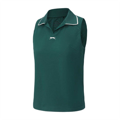 Green - Side - Slazenger Womens-Ladies Sleeveless Polo Shirt