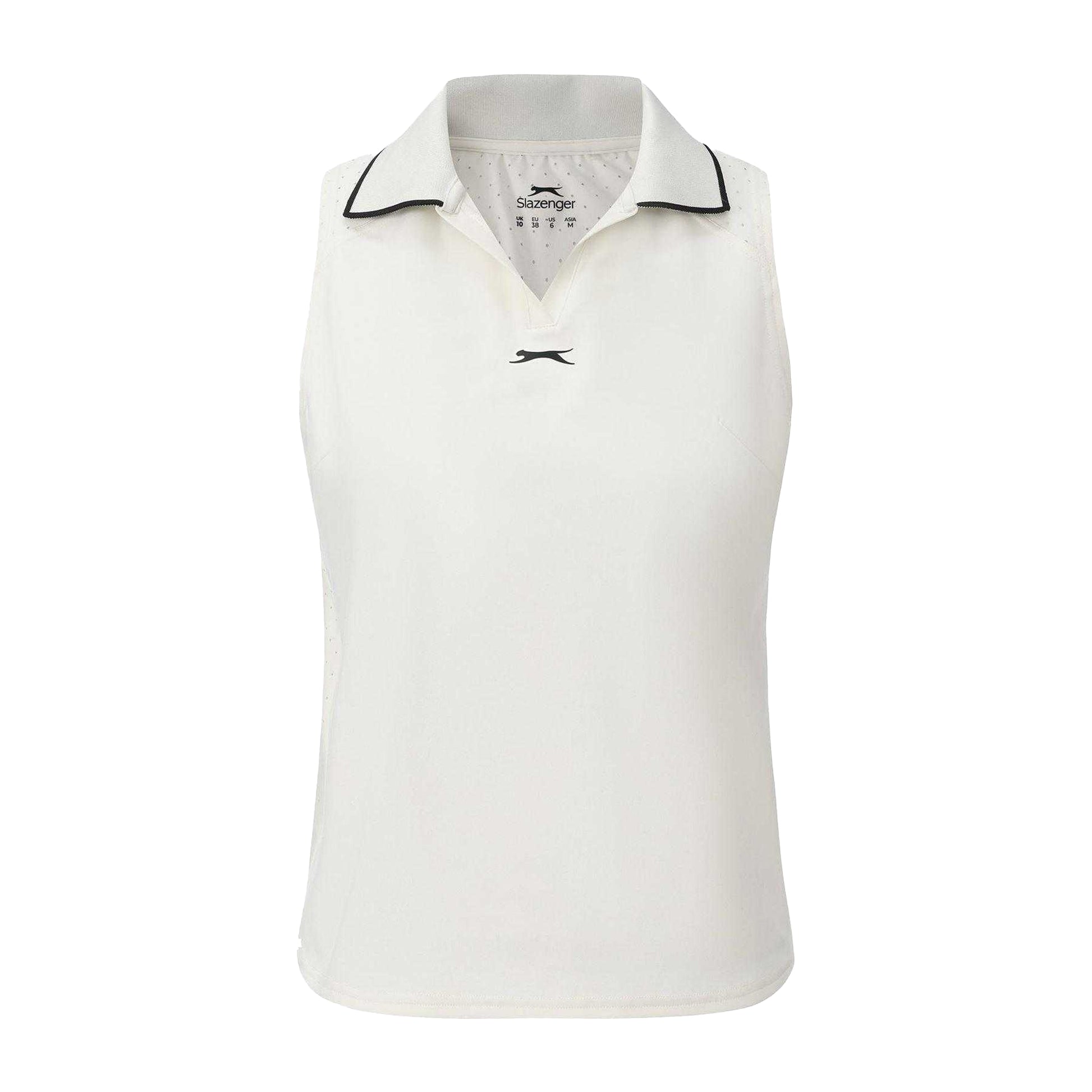 White - Front - Slazenger Womens-Ladies Sleeveless Polo Shirt