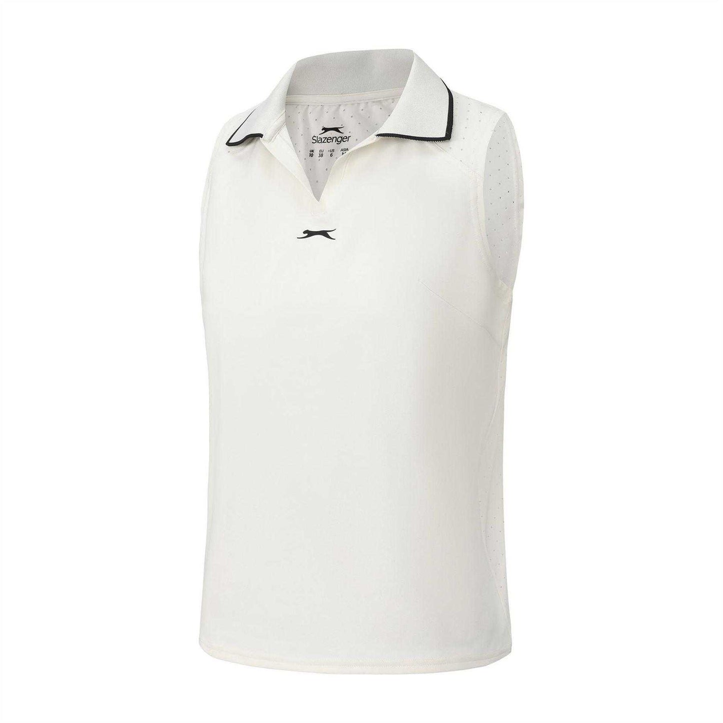 White - Side - Slazenger Womens-Ladies Sleeveless Polo Shirt