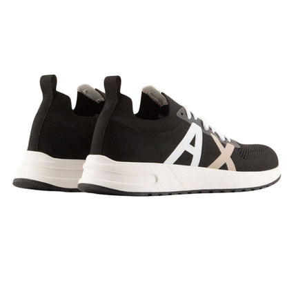 Black-White - Back - Armani Exchange Mens Logo Trainers