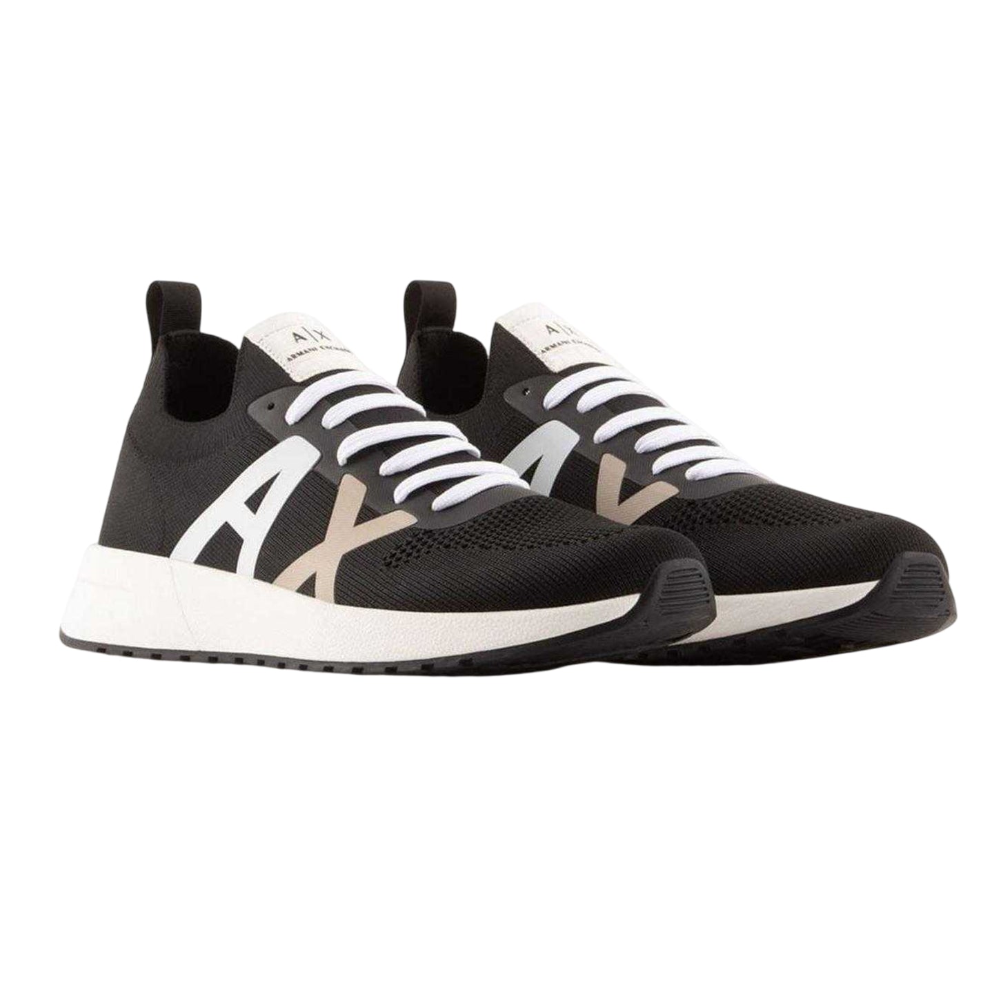 Black-White - Lifestyle - Armani Exchange Mens Logo Trainers