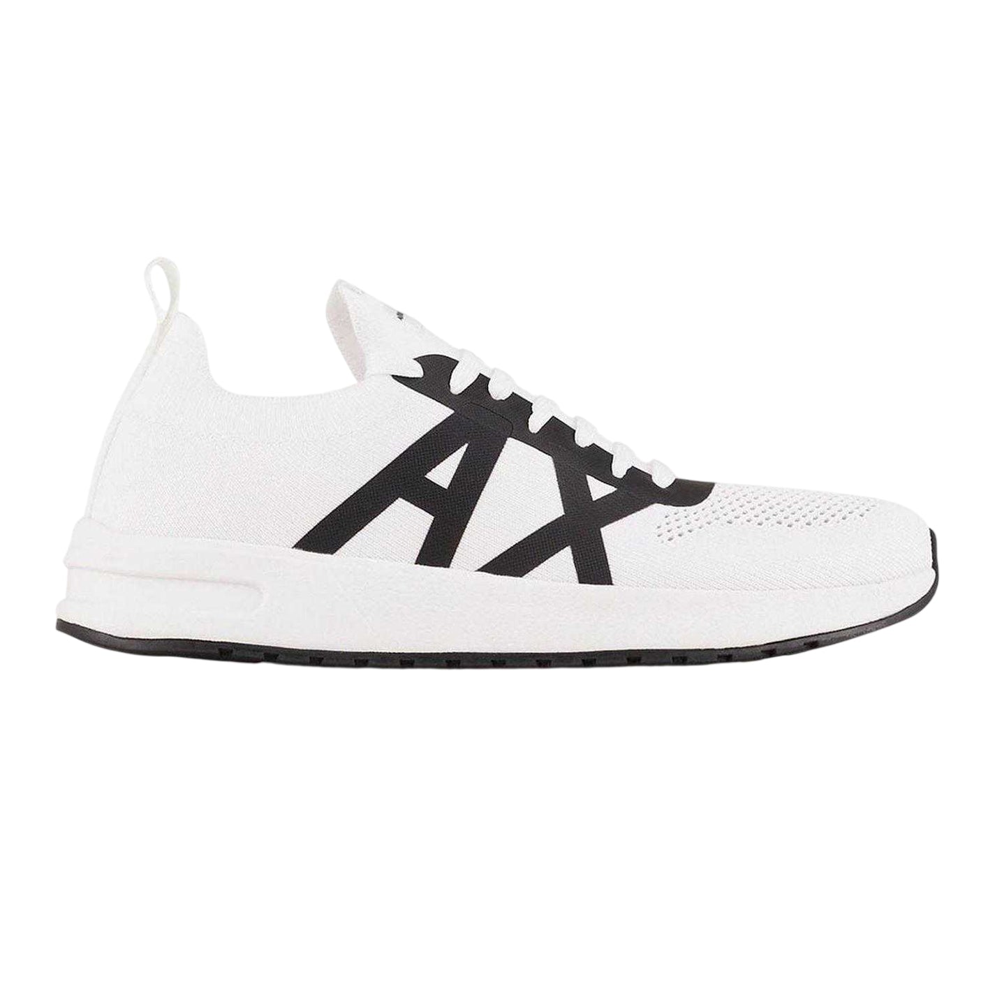 White-Black - Front - Armani Exchange Mens Logo Trainers