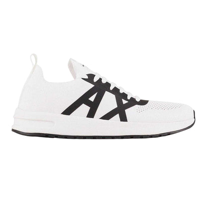 White-Black - Front - Armani Exchange Mens Logo Trainers
