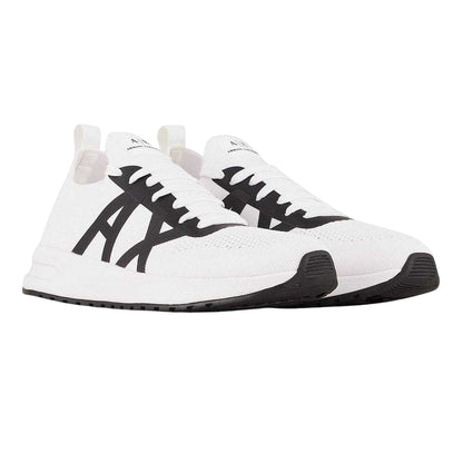 White-Black - Side - Armani Exchange Mens Logo Trainers