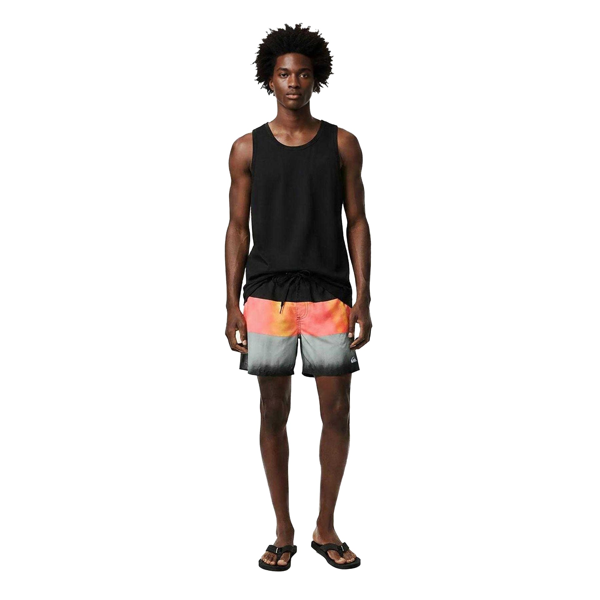 Red-Black-Grey - Pack Shot - Quiksilver Mens Colour Block Swim Shorts