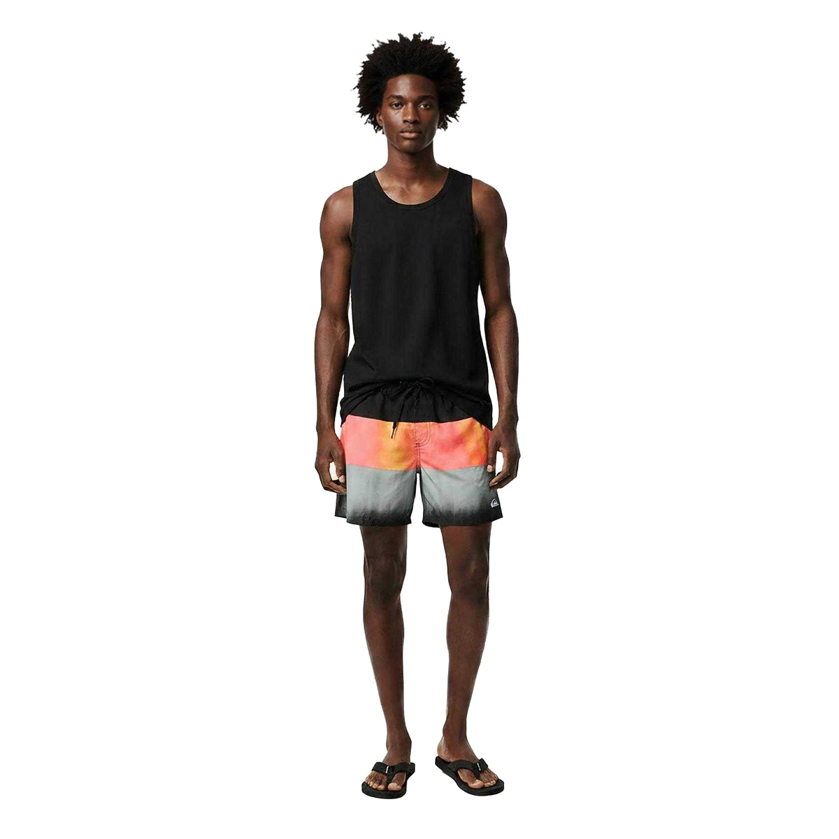 Red-Black-Grey - Pack Shot - Quiksilver Mens Colour Block Swim Shorts