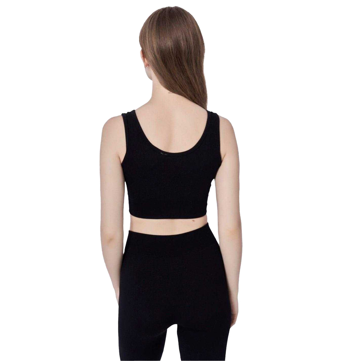 Black - Back - Miso Womens-Ladies Ribbed Premium Cotton Slim Crop Top