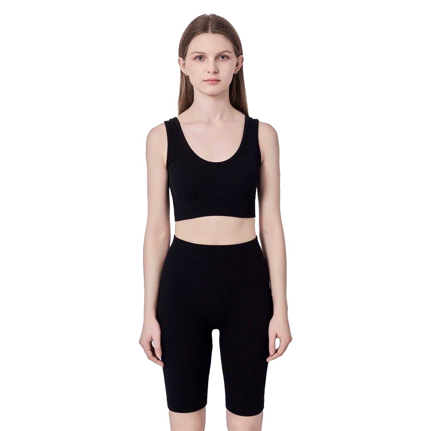 Black - Lifestyle - Miso Womens-Ladies Ribbed Premium Cotton Slim Crop Top