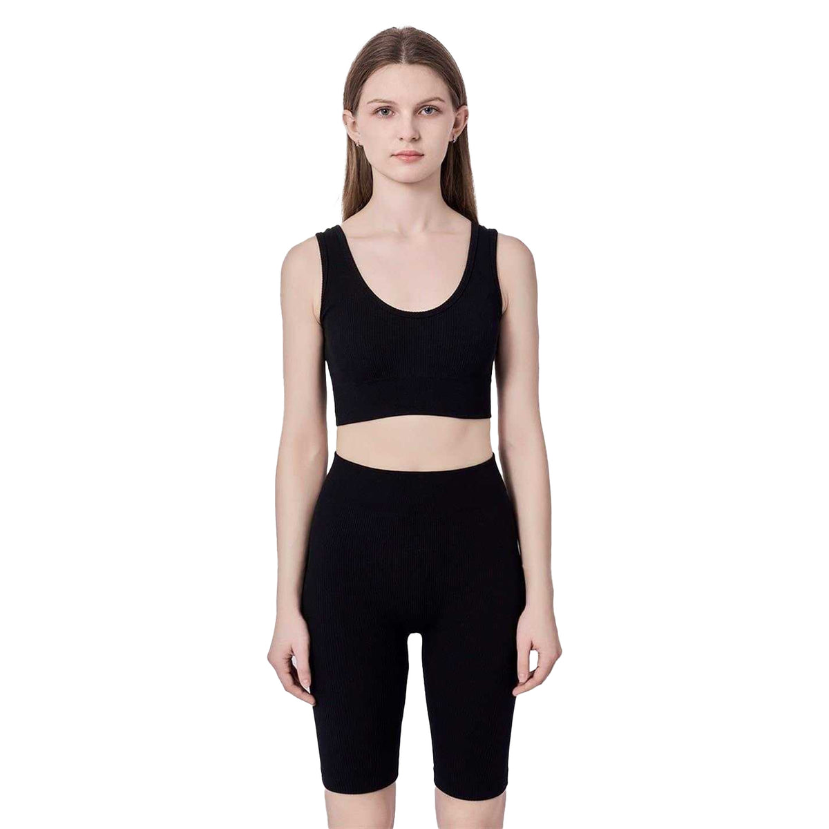 Black - Lifestyle - Miso Womens-Ladies Ribbed Premium Cotton Slim Crop Top
