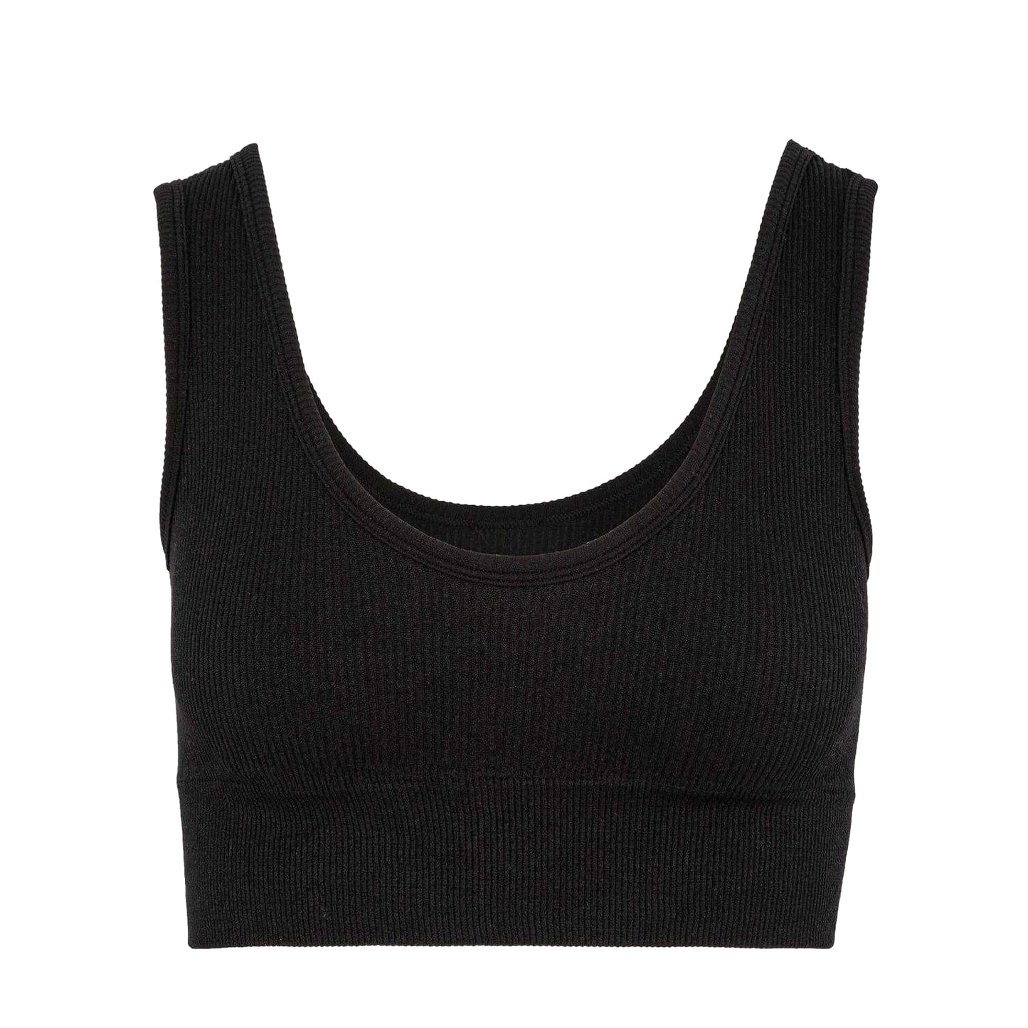 Black - Front - Miso Womens-Ladies Ribbed Premium Cotton Slim Crop Top