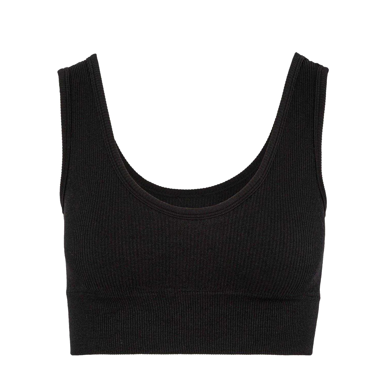 Black - Front - Miso Womens-Ladies Ribbed Premium Cotton Slim Crop Top