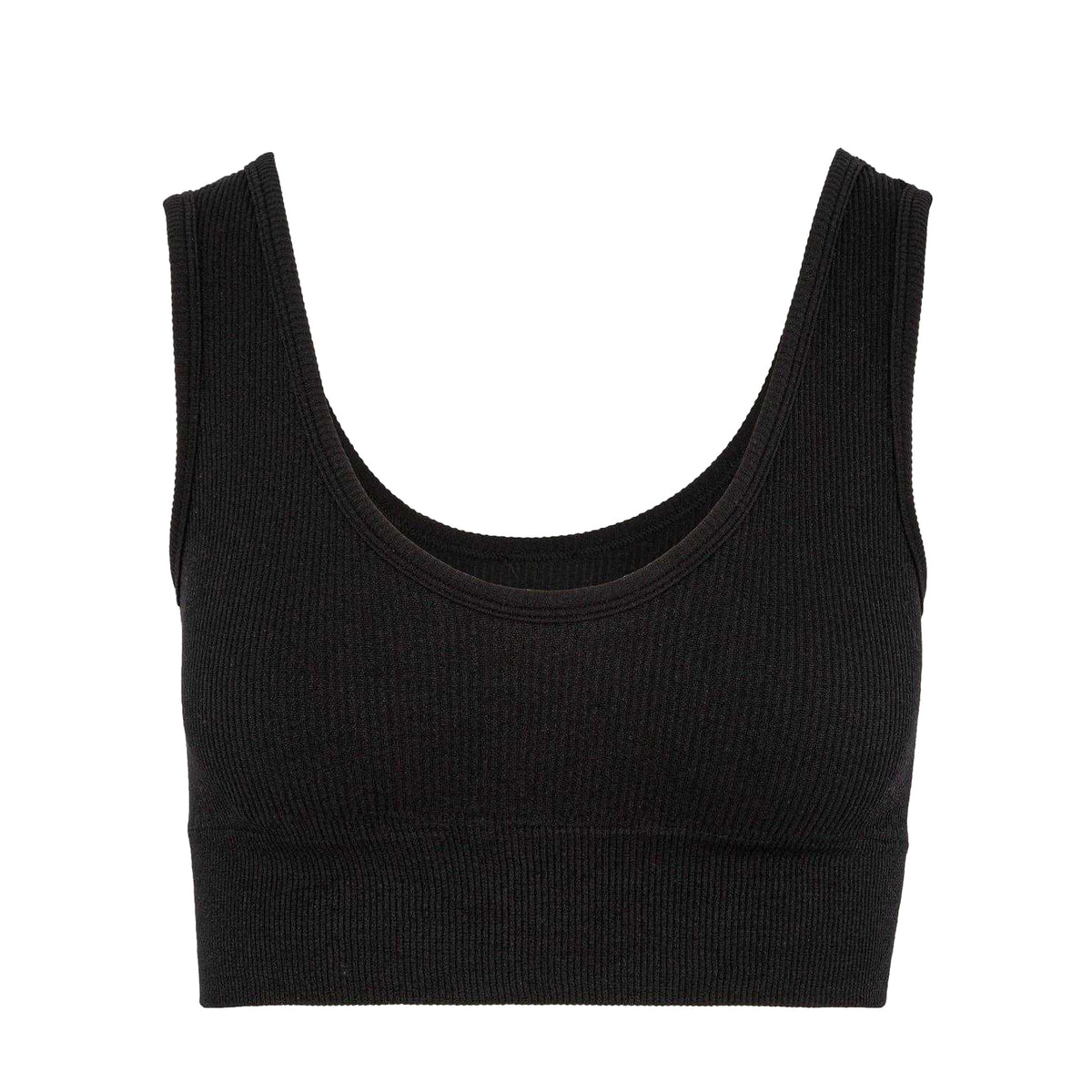 Black - Front - Miso Womens-Ladies Ribbed Premium Cotton Slim Crop Top