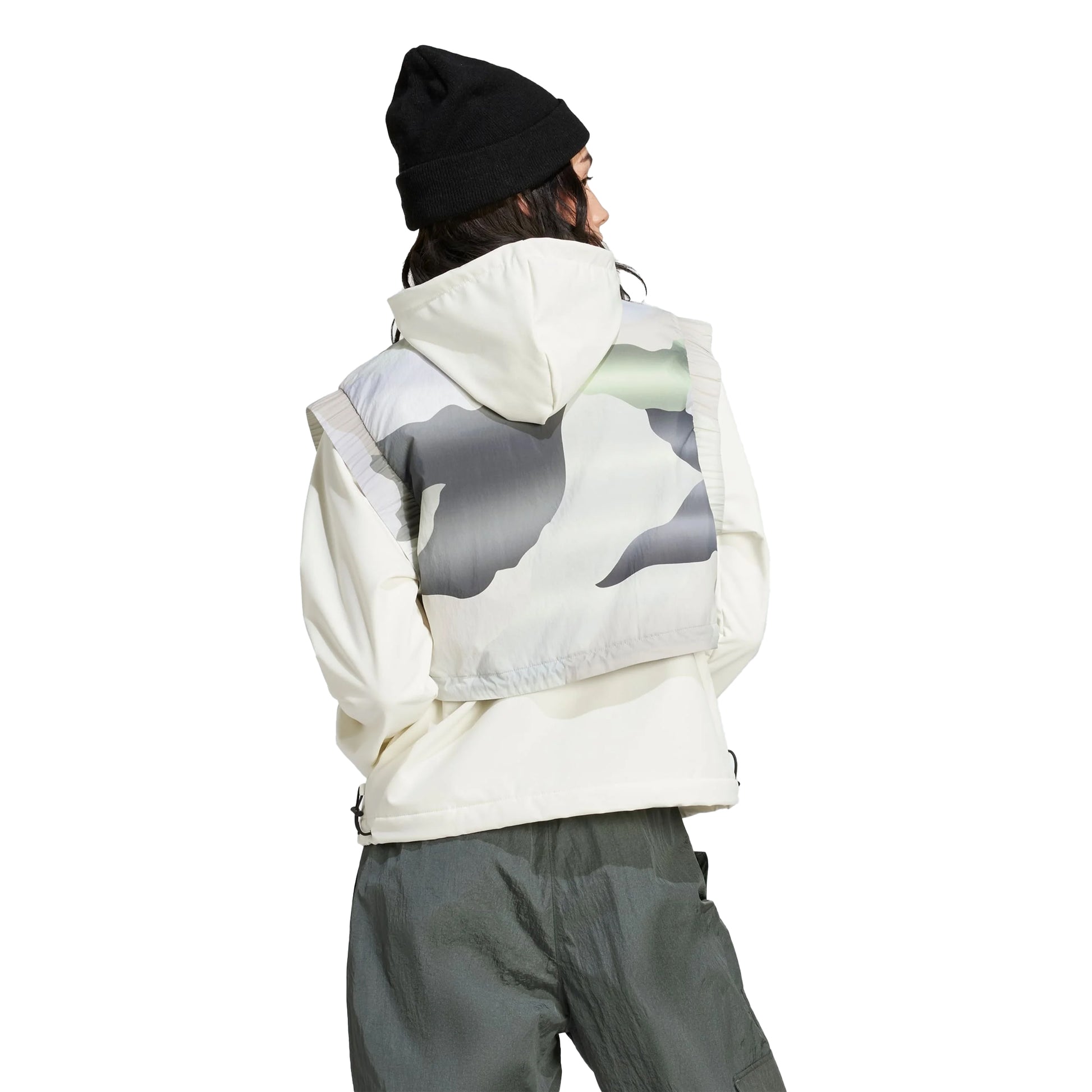 Navy - Back - Adidas Womens-Ladies Camo Padded Crop Top