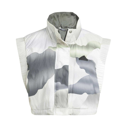 Navy - Front - Adidas Womens-Ladies Camo Padded Crop Top