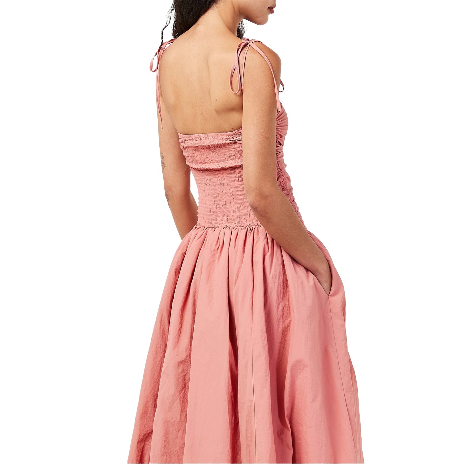 Peach - Lifestyle - AmyLynn Womens-Ladies Peplum Midi Dress