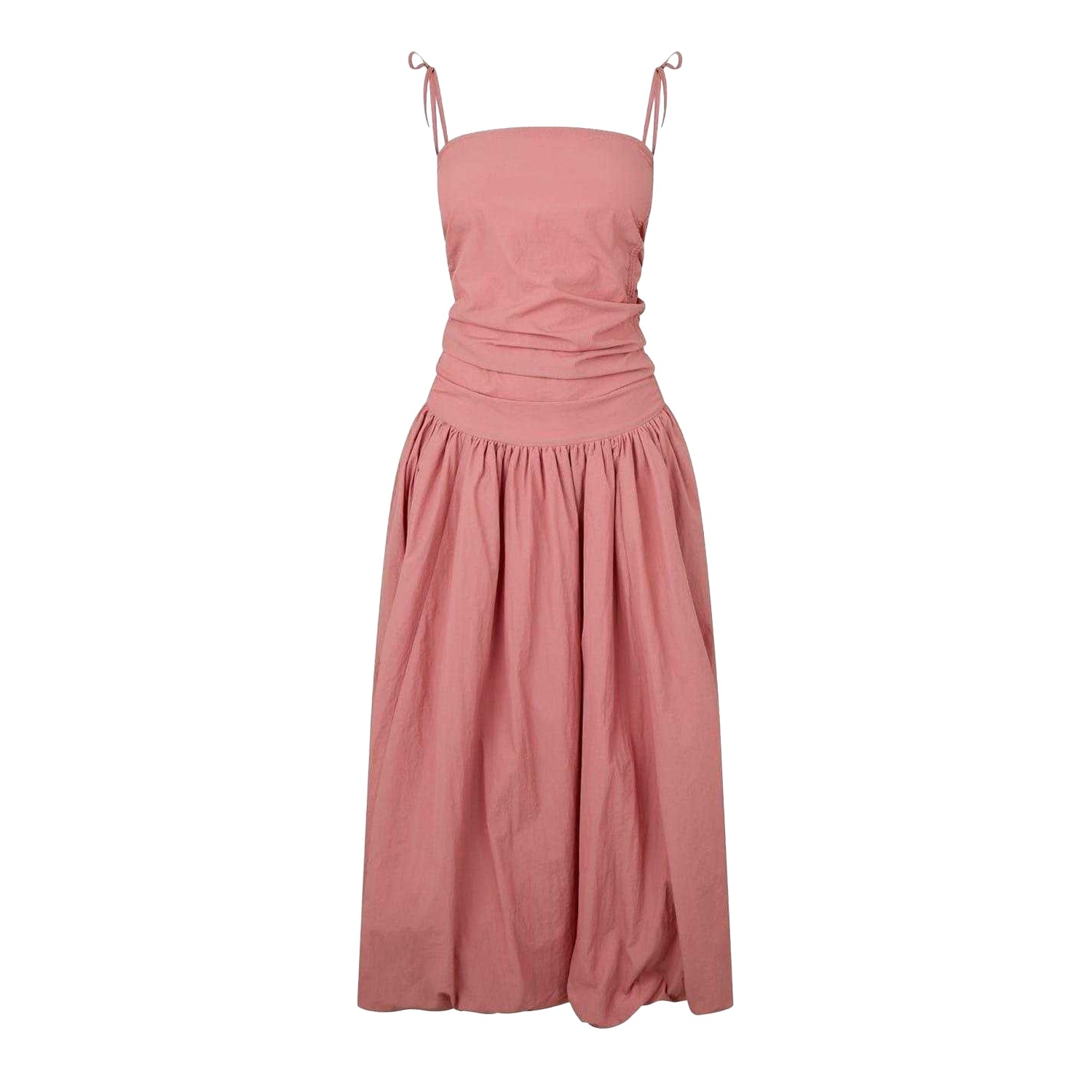 Peach - Front - AmyLynn Womens-Ladies Peplum Midi Dress