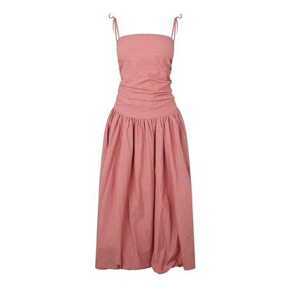 Peach - Front - AmyLynn Womens-Ladies Peplum Midi Dress
