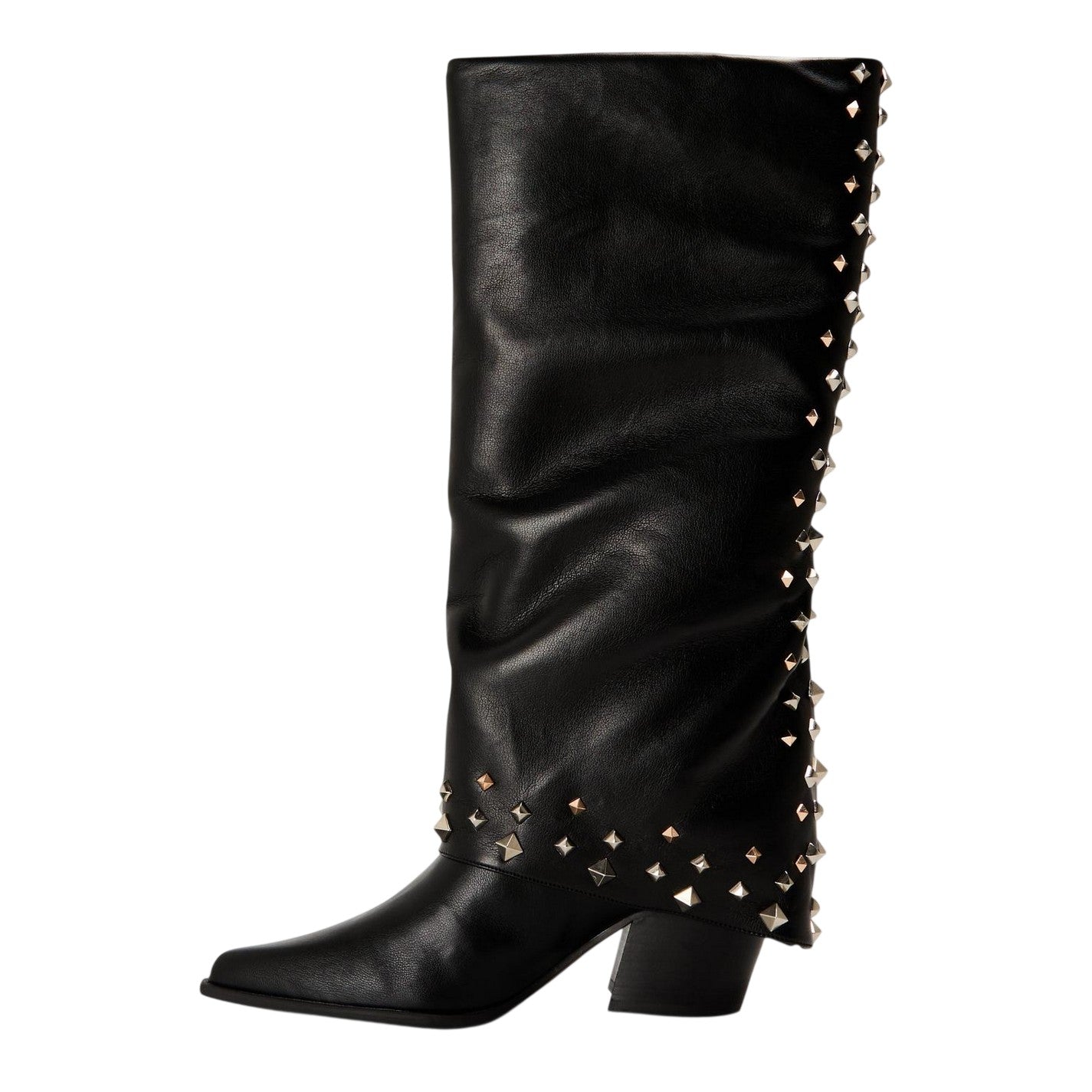 Black - Back - Steve Madden Womens-Ladies Leather Block Heel Cowboy Boots