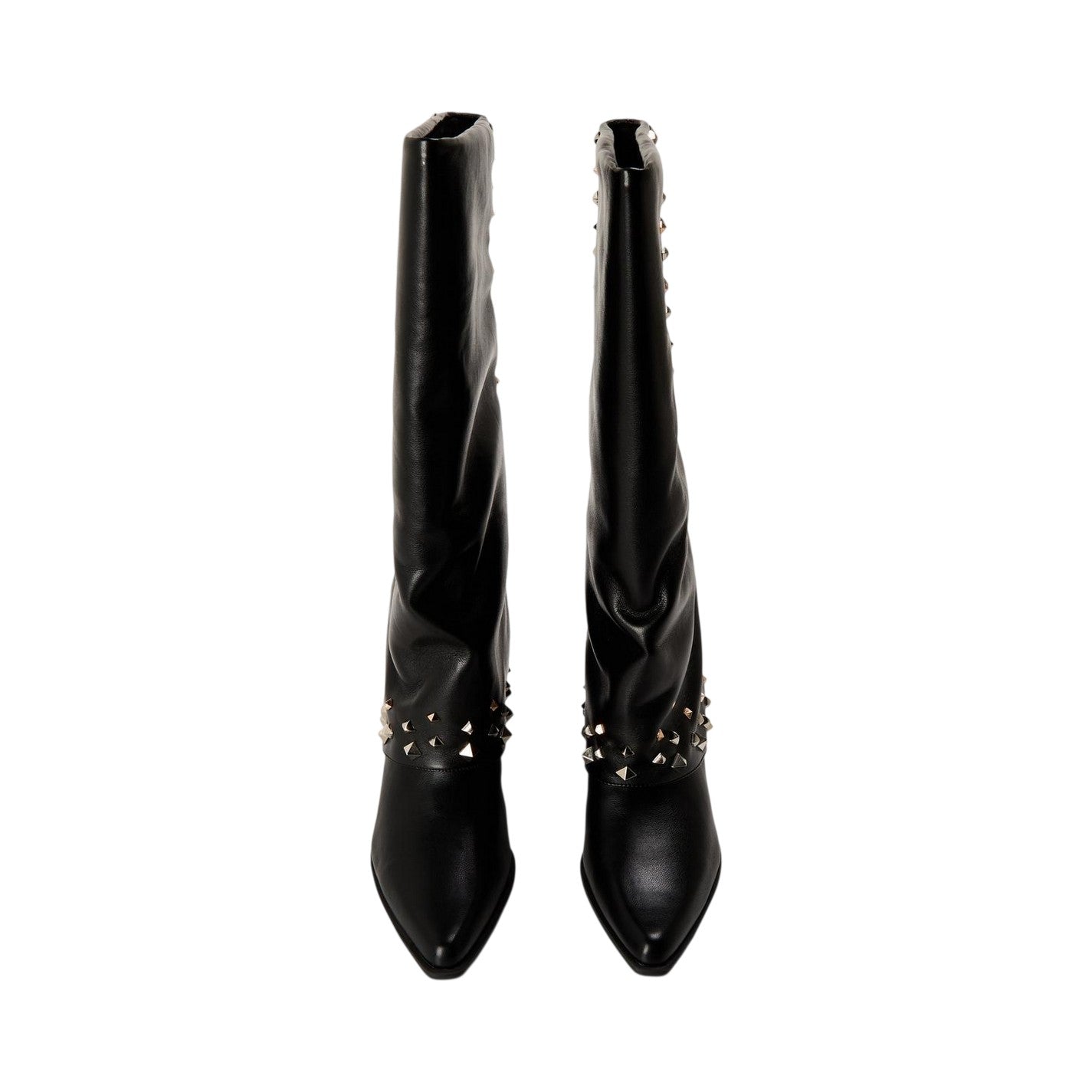 Black - Side - Steve Madden Womens-Ladies Leather Block Heel Cowboy Boots