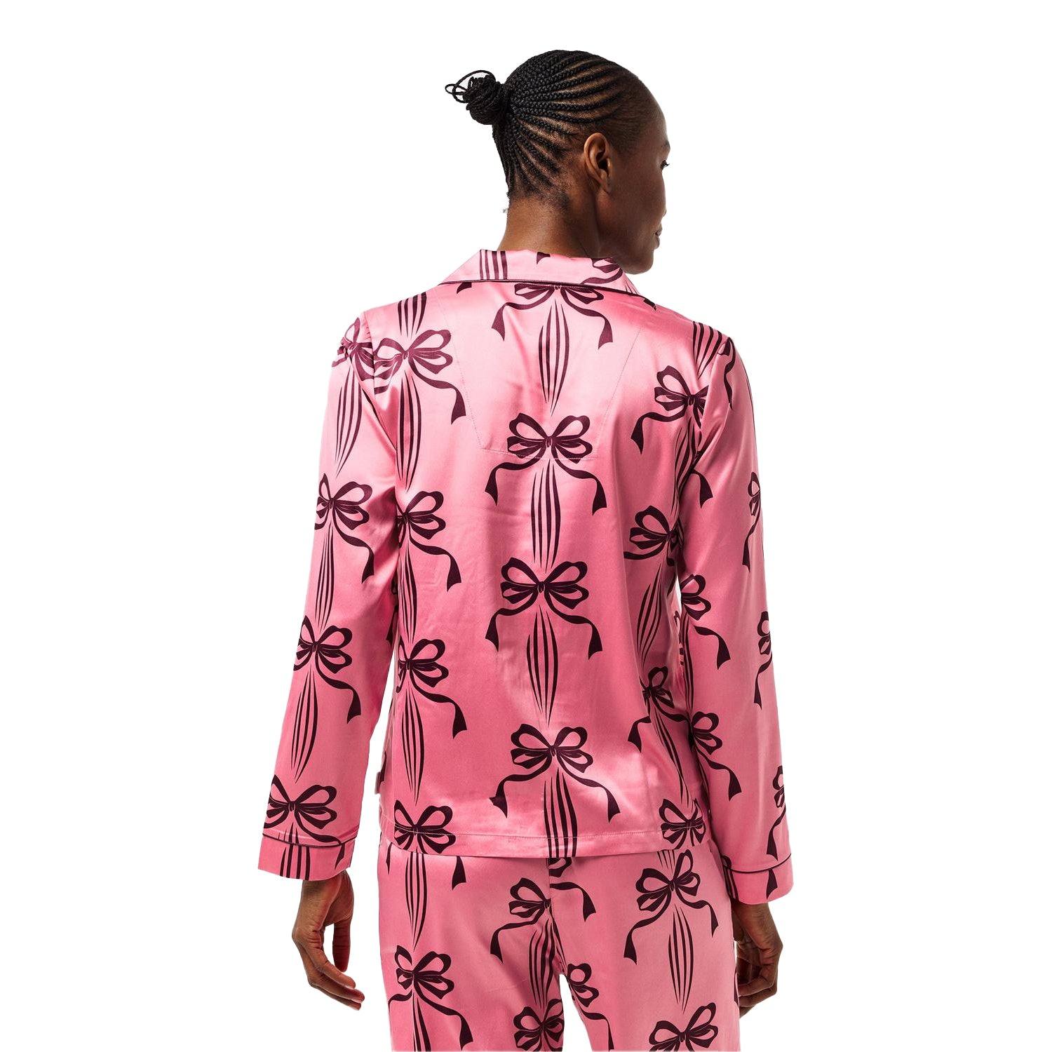 Pink - Lifestyle - Chelsea Peers Womens-Ladies Bow Long-Sleeved Long Pyjama Set