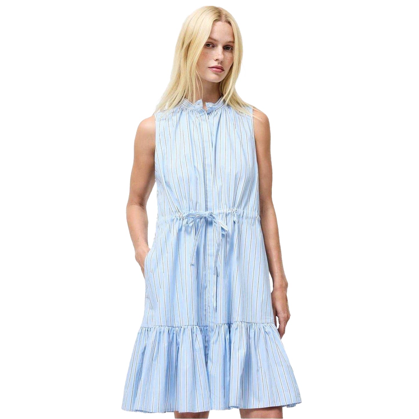 Blue - Side - French Connection Womens-Ladies Era Tiered High-Neck Dress