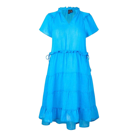 Dresden Blue - Front - Vero Moda Womens-Ladies Luca Ruffle Mini Dress