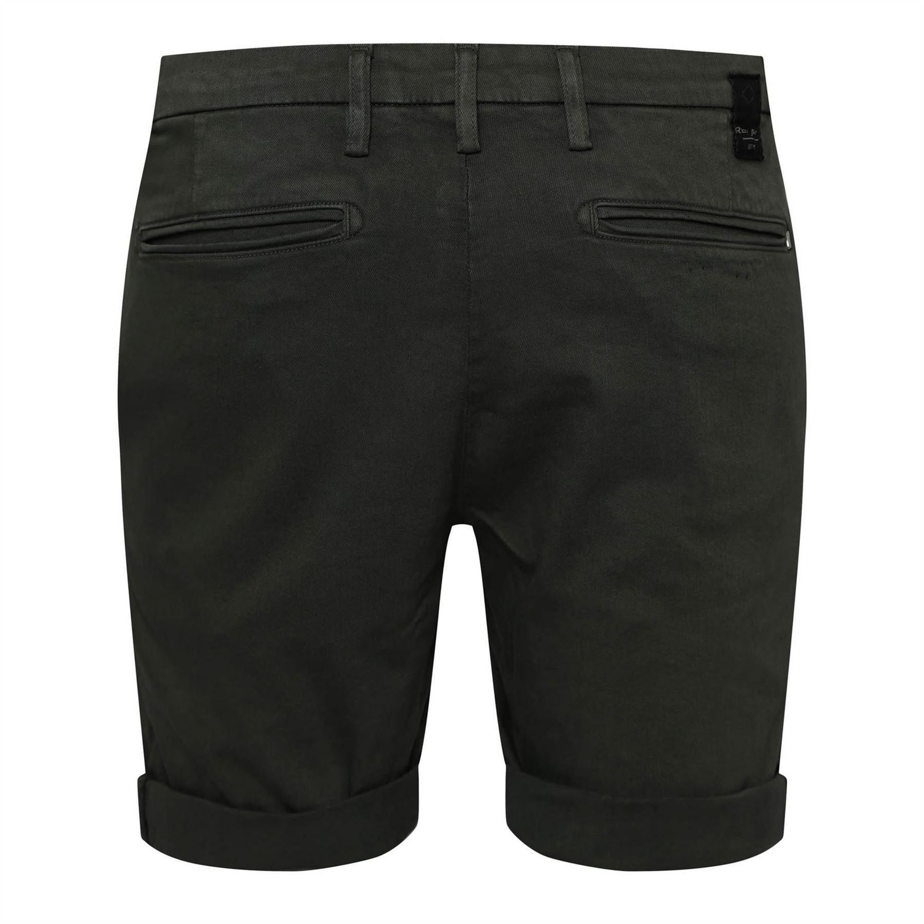 Green - Back - Replay Mens Benni Cotton Blend Chino Shorts