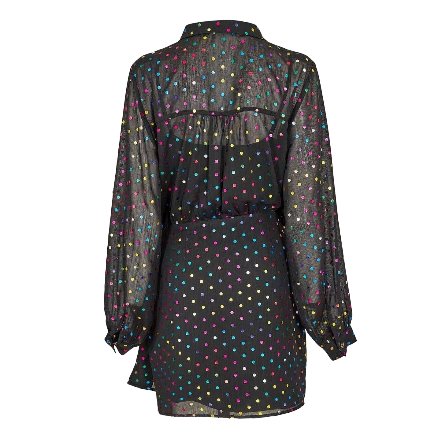 Black - Back - Never Fully Dressed Womens-Ladies Miley Polka Dot Sheer Wrap Dress