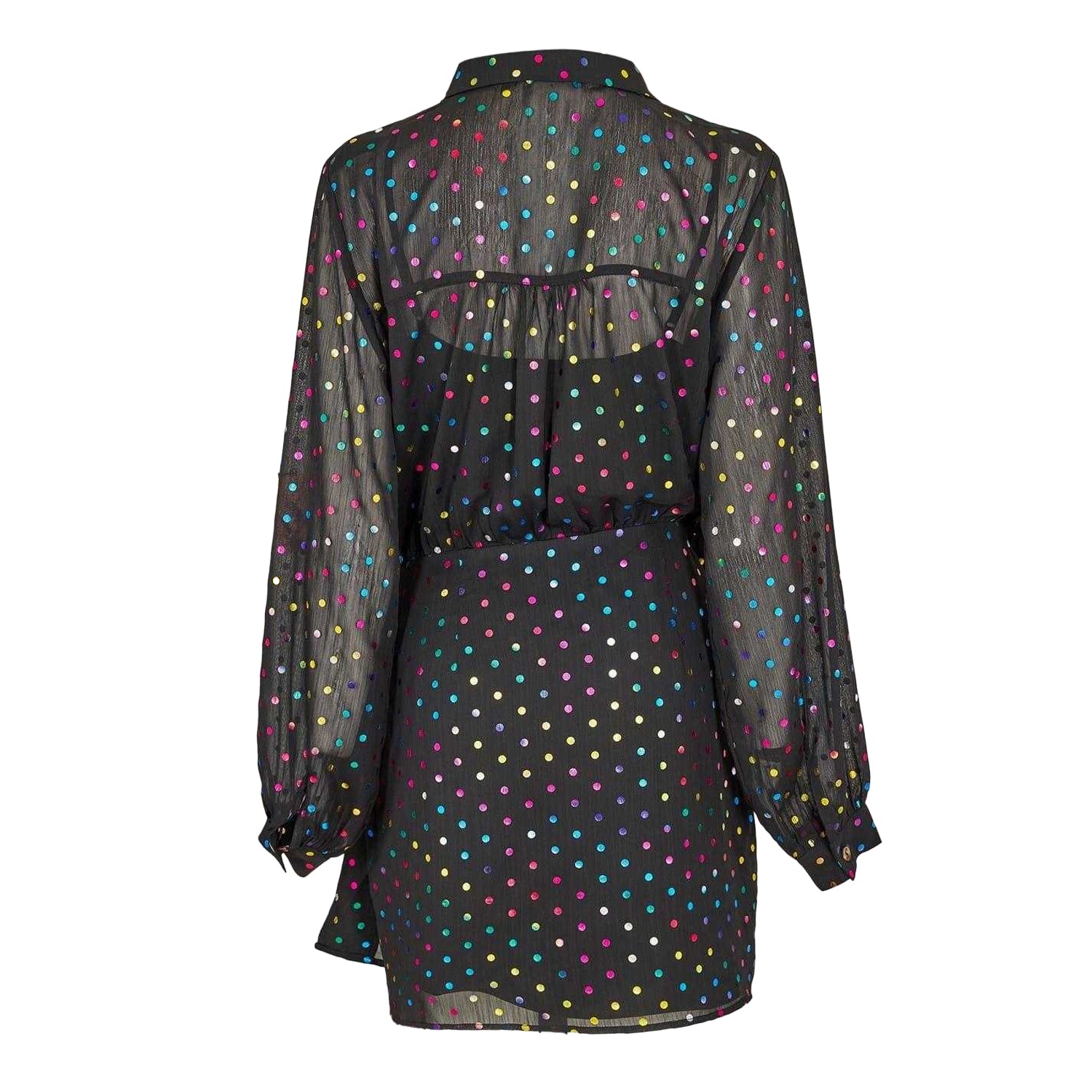 Black - Back - Never Fully Dressed Womens-Ladies Miley Polka Dot Sheer Wrap Dress